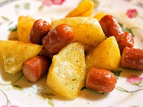 子供が作る！ウィニーとじゃが芋のカレー炒め